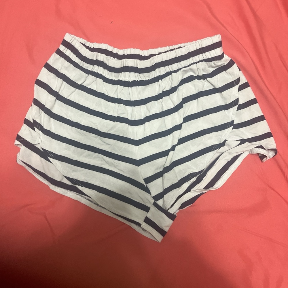 navy and white stripped pajama shorts